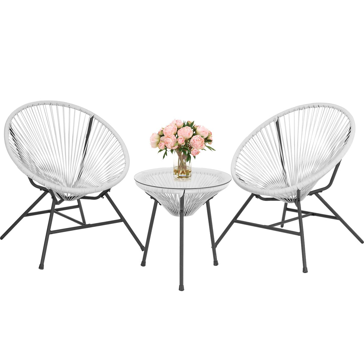 Acapulco Patio Bistro Set 3-Piece Outdoor Furniture Set All-Weather Woven Rope Patio