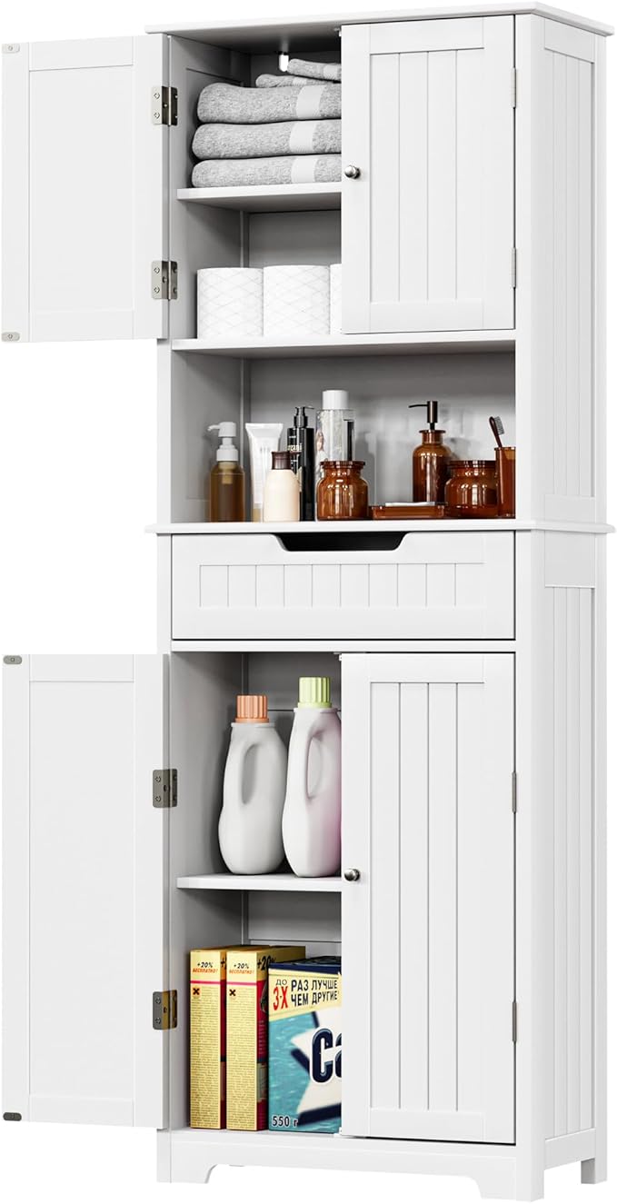 Bathroom Storage Cabinet Tall, 67 inch Linen Cabinet Freestanding, Kitchen Pantry