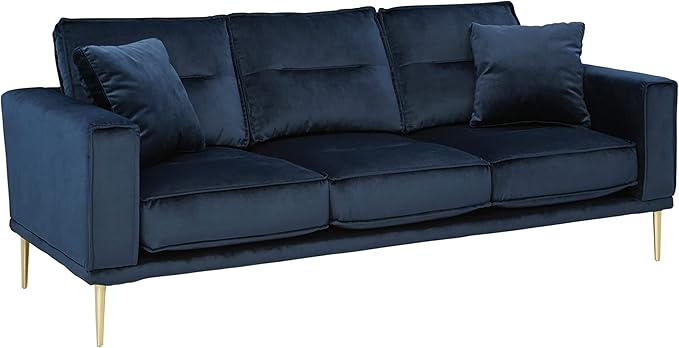 Macleary Modern Velvet Glam Loveseat with Brass Metal Legs