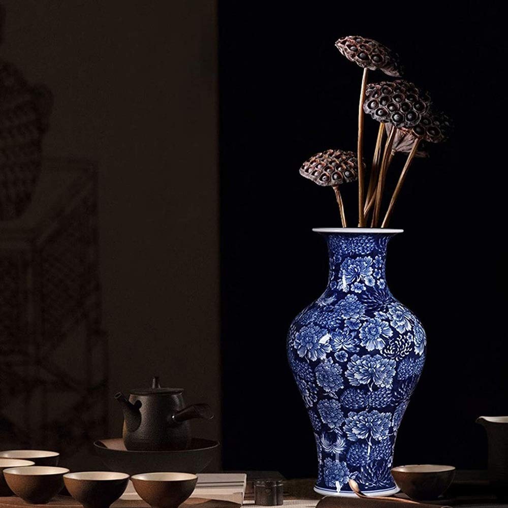 Vases for Flowers Hand-Painted Blue and White Porcelain Vases