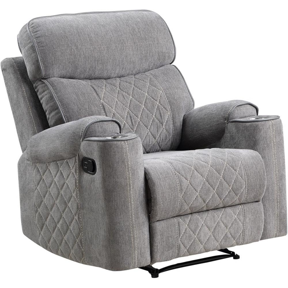 StoneCraft Diamond-Quilted Glider Recliner Chair – Saddle Armrest