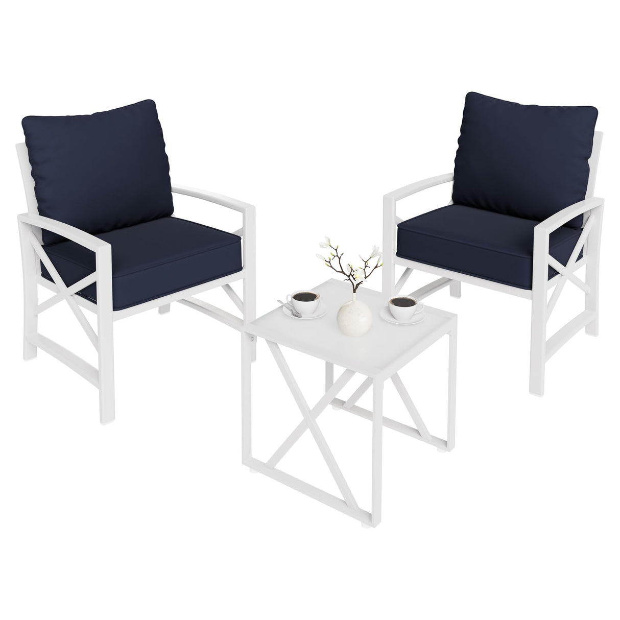 3-Piece Outdoor Patio Bistro Set - Wicker Conversation Furniture with Coffee Table