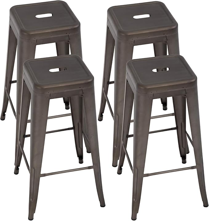 Bar Stools Set of 4 Counter Stool Metal Bar Stools 30 Inches Height Industrial Bar Chairs