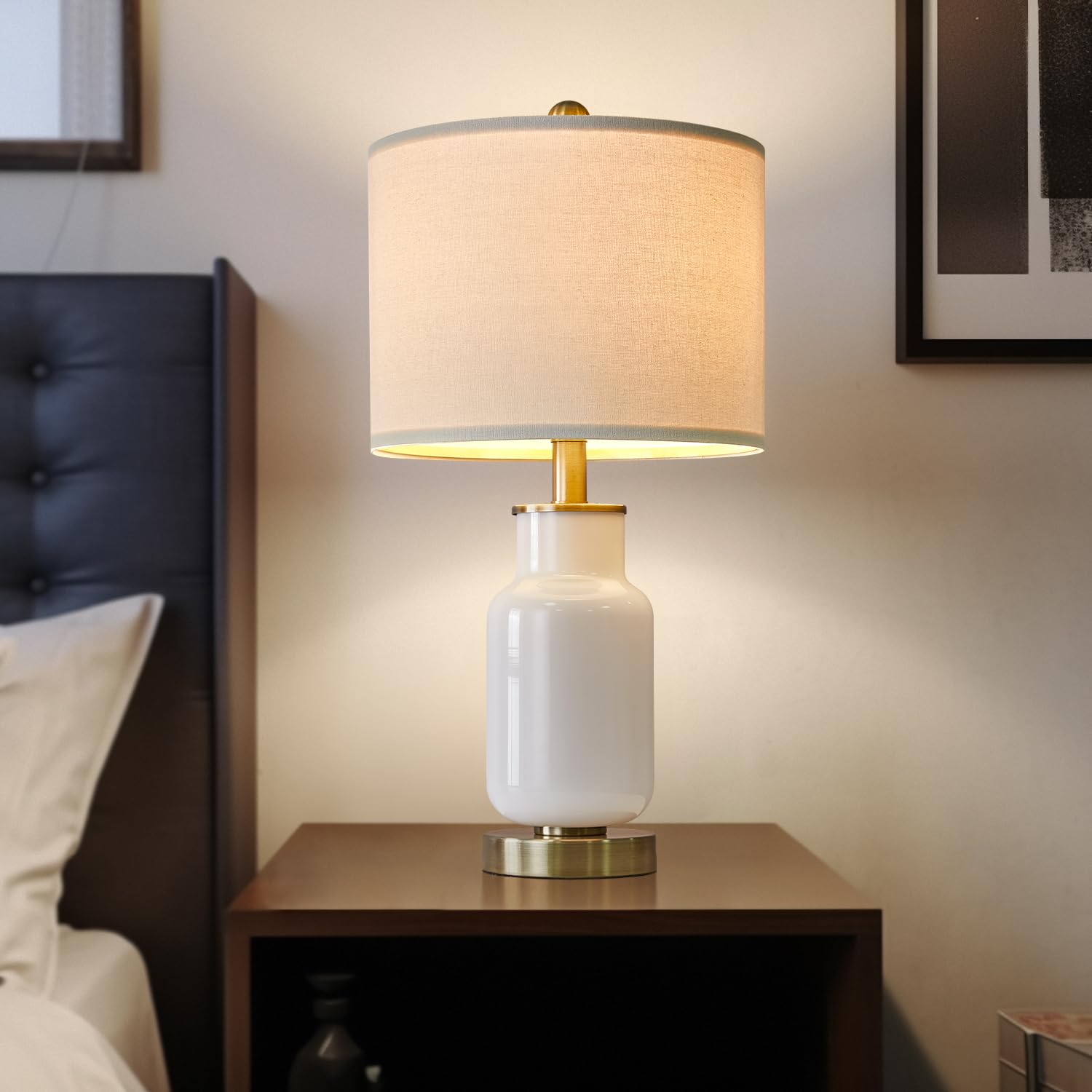 21.25" Table Lamp Set of 2 Modern Lamp for Living Room Glass Nightstand Lamp