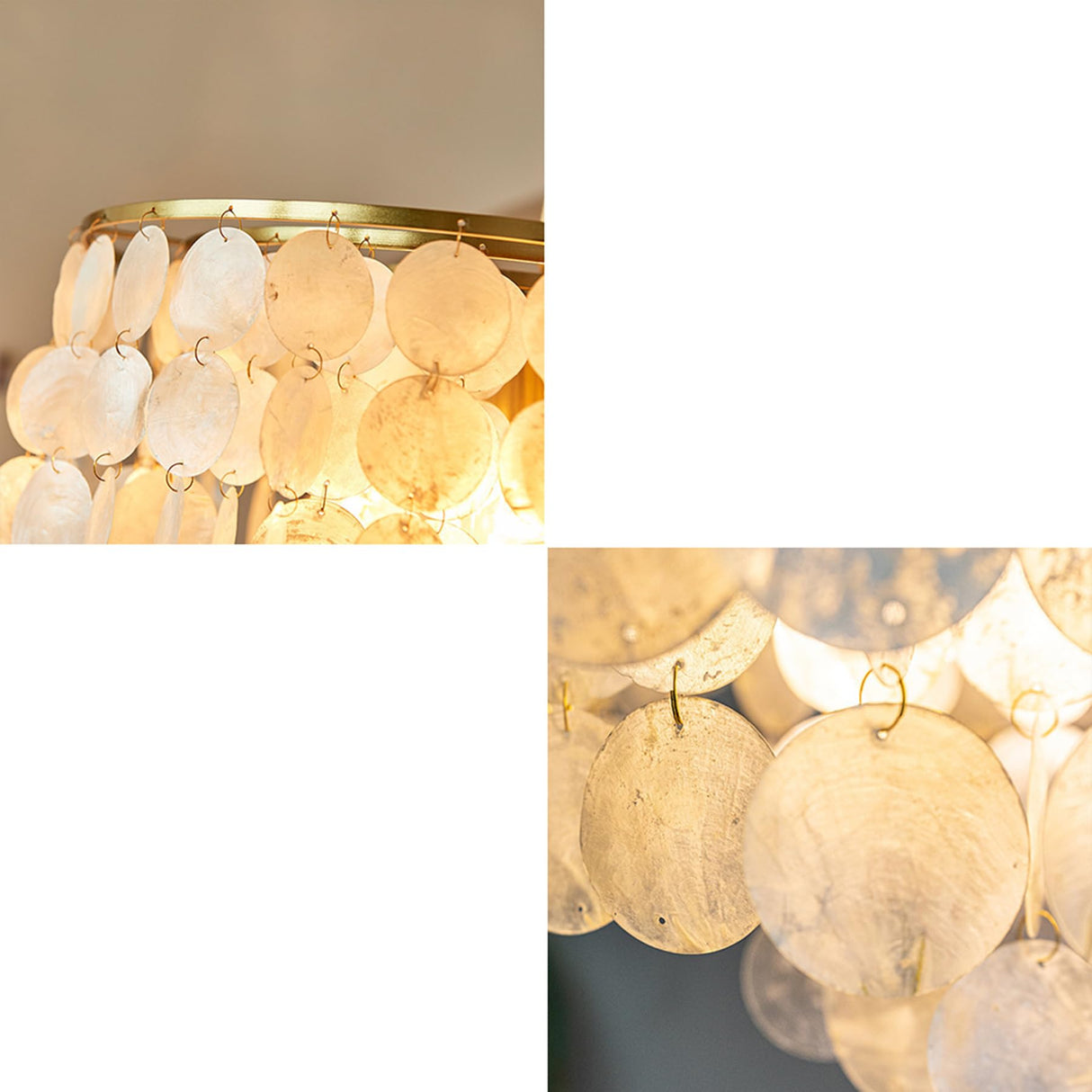 6-Light Capiz Shell Chandelier | Gold Flush Mount Pendant Light for Ceiling