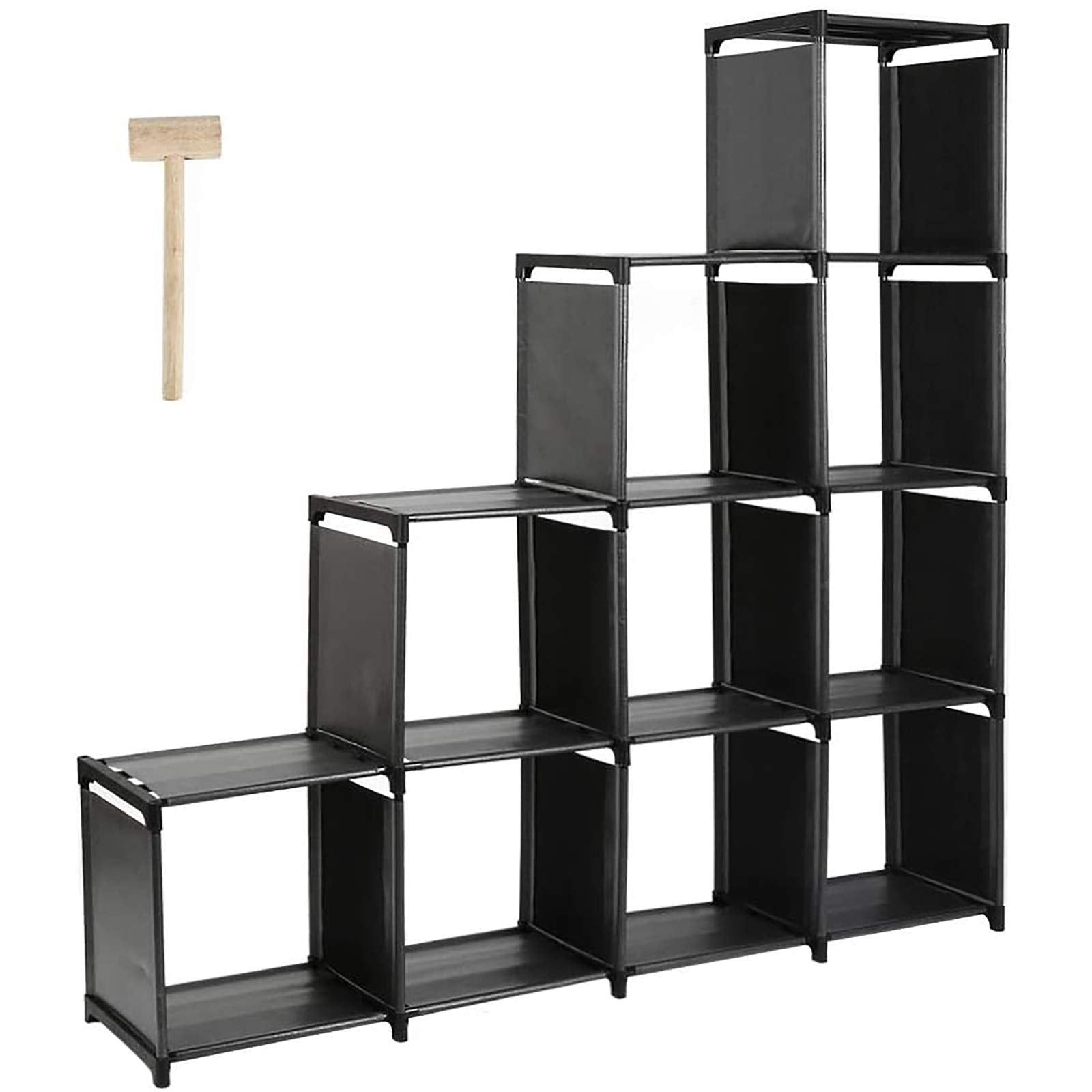 10-Cube Storage Organizer Rack, Staircase Organizer Modular Bookcase