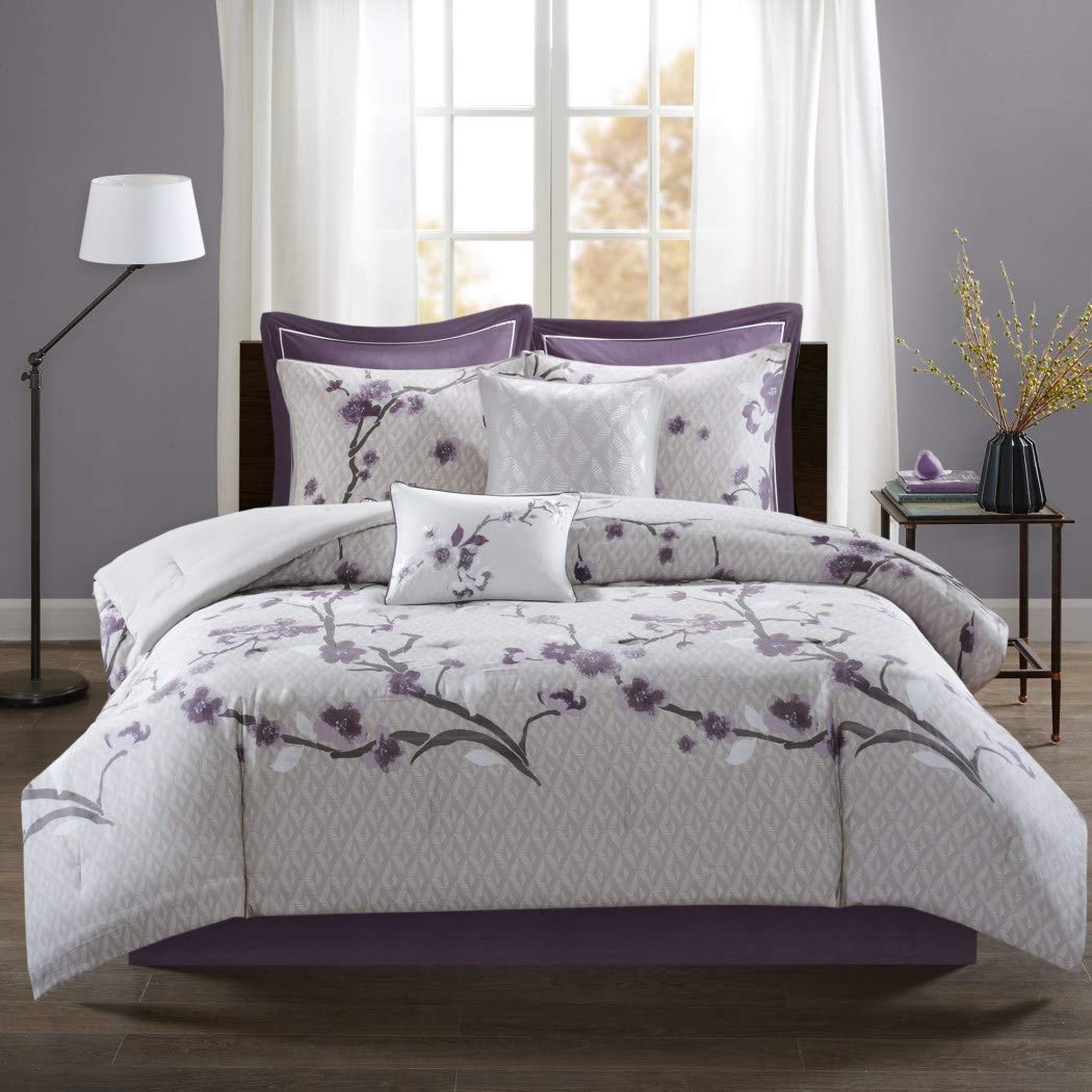 Gray Floral Pattern Comforter Set Cal King California