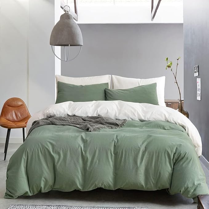 Duvet Cover King Size - Linen Feel Textured Organic Natural 100% Washed Cotton