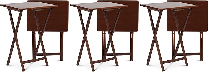 Black Wooden Folding TV Tray Tables - Portable Snack Table Set (2–10 pcs)