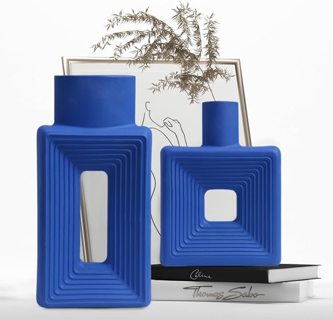 White Ceramic Vase Set of 2