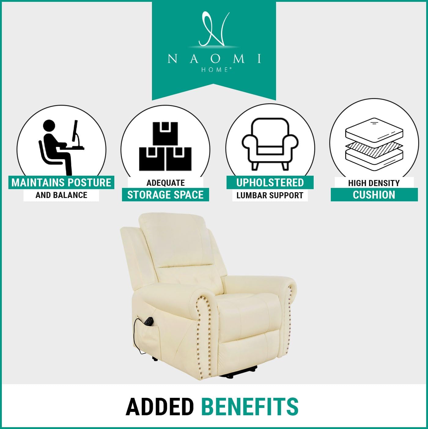 TatianaLux Air Leather Power Lift Recliner – Tufted Back &Remote Control