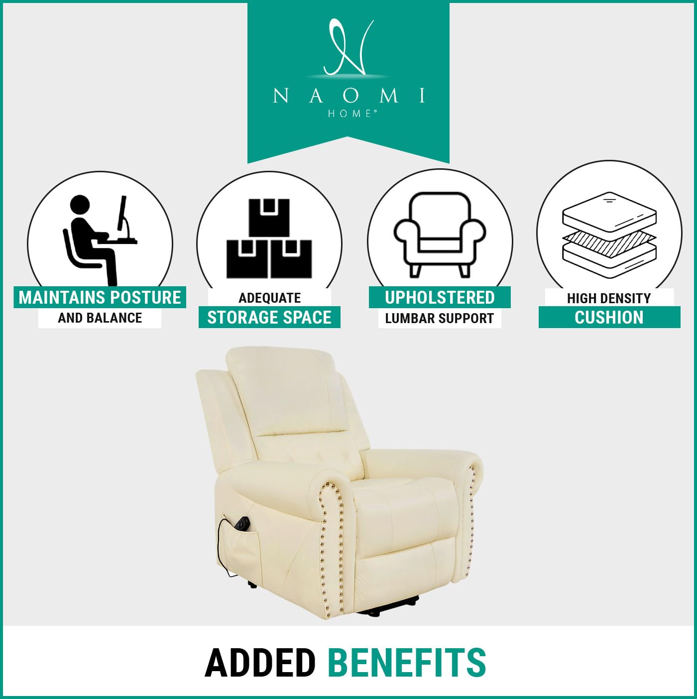 TatianaLux Air Leather Power Lift Recliner – Tufted Back &Remote Control