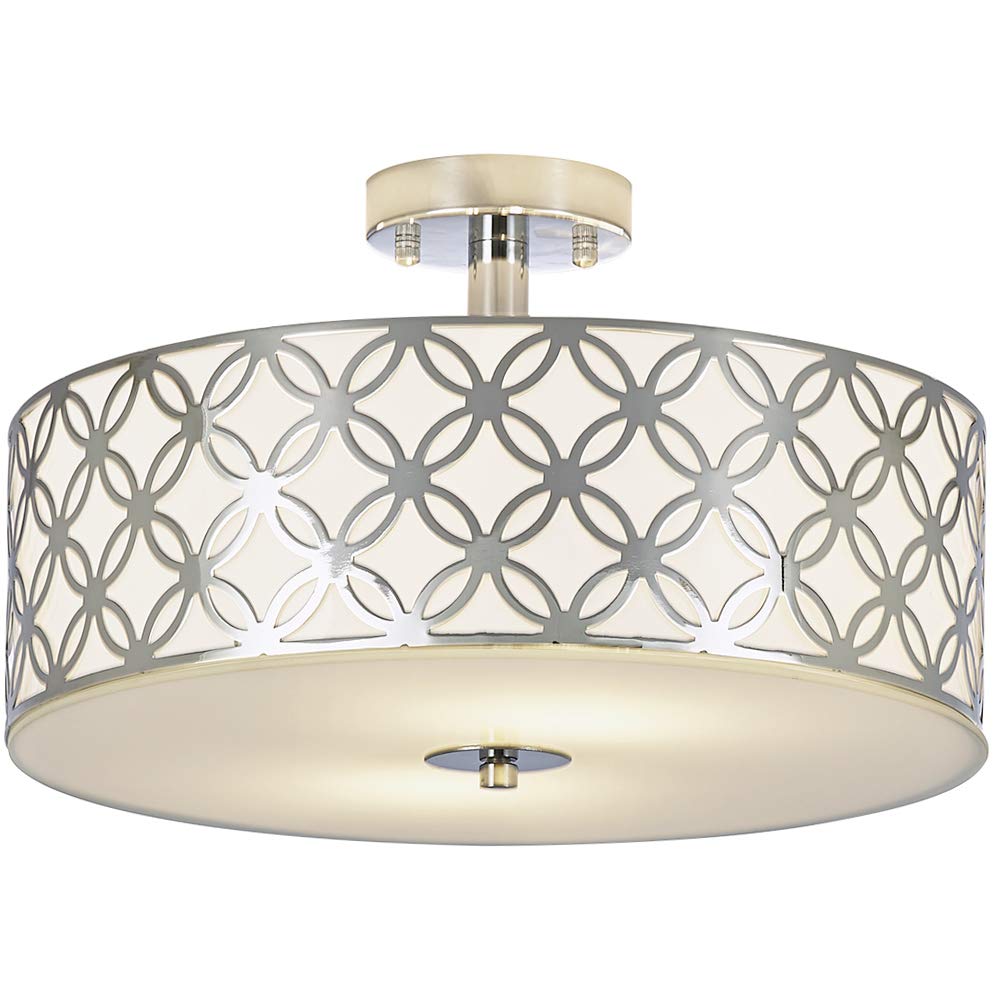 12‘’ Luxurious Living Room Bedroom Ceiling lamp Creamy White Glass Diffuser Chrome Finish
