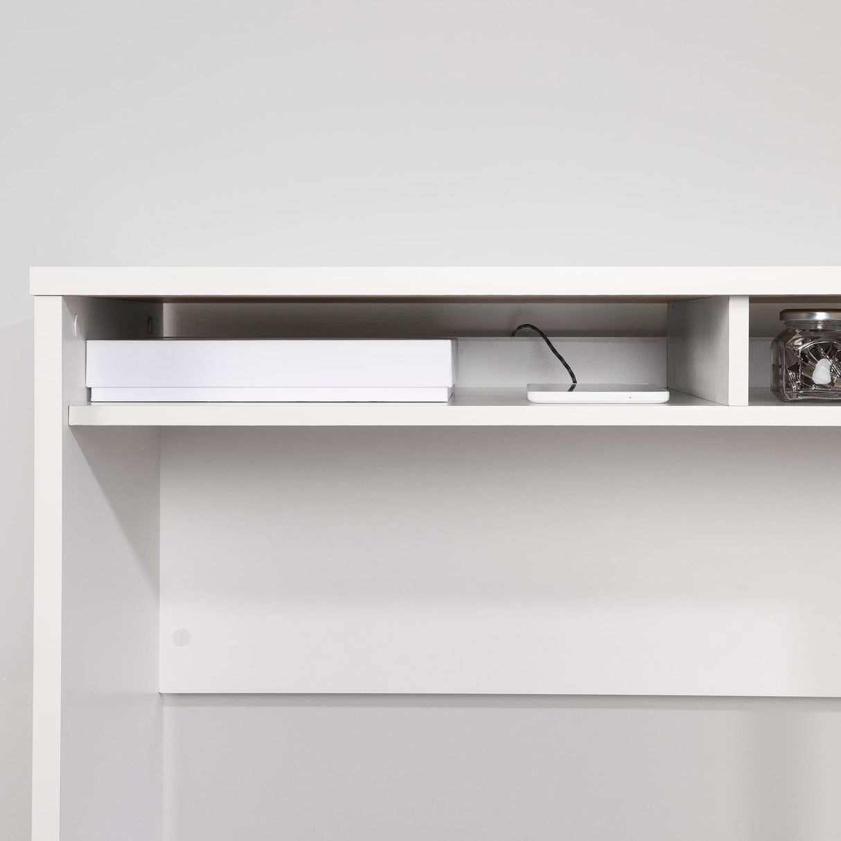 Sleek Metal Finish – Open Storage for Laptop and Tablet – Pure White - by South Shore