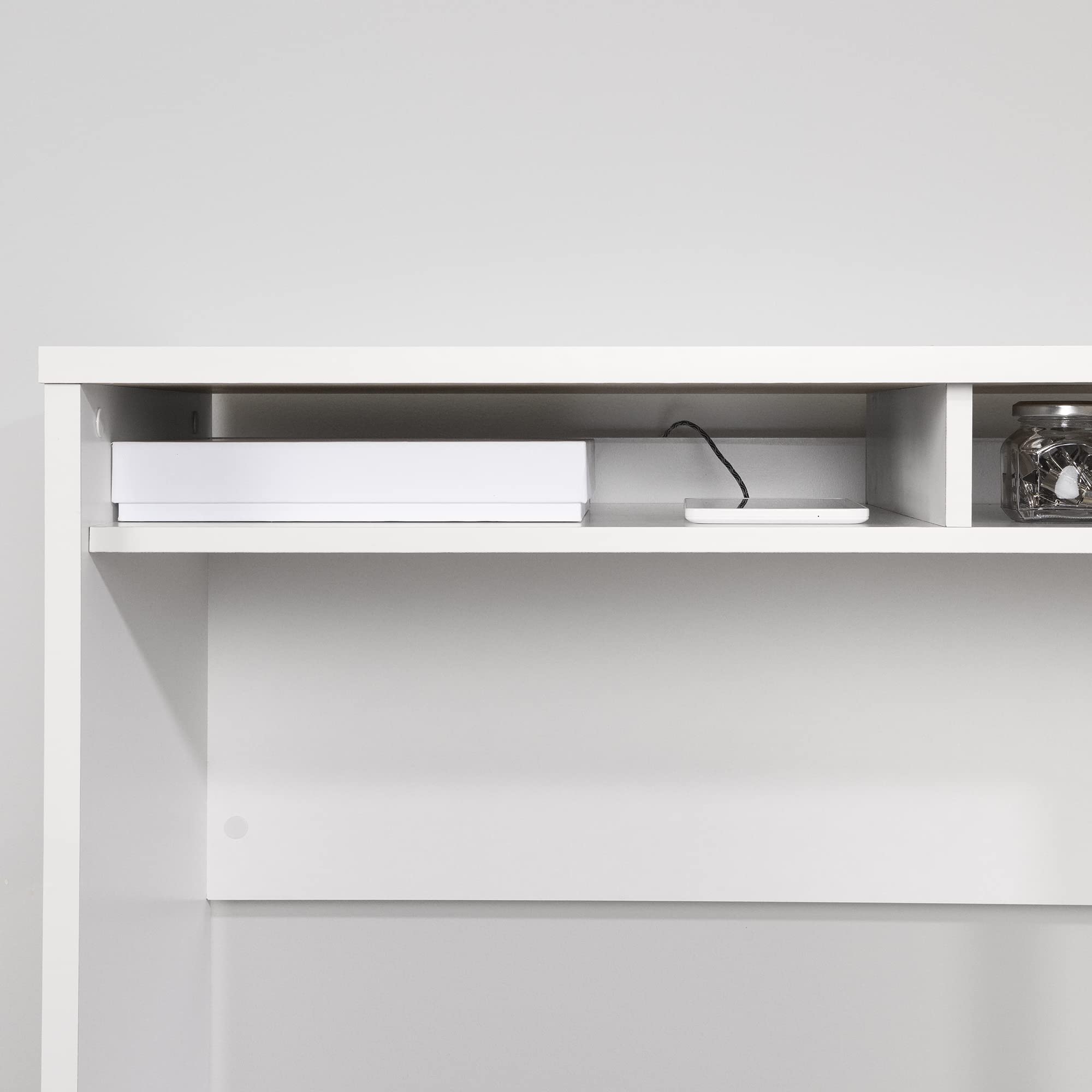 Sleek Metal Finish – Open Storage for Laptop and Tablet – Pure White - by South Shore