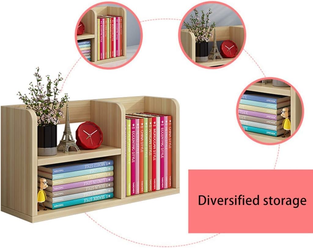 ZKTDJ Bookcases Wood ktop Bookshelf k Organizer Tabletop Storage Rack Small Wooden Co Bookcase Multipurpose Display Shelf Decoration,Natural