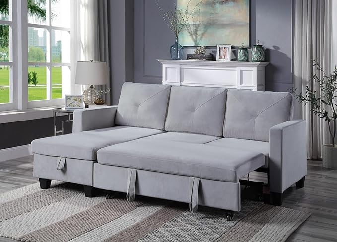 Linen Modern Sectional Sofa with Right Facing Chaise