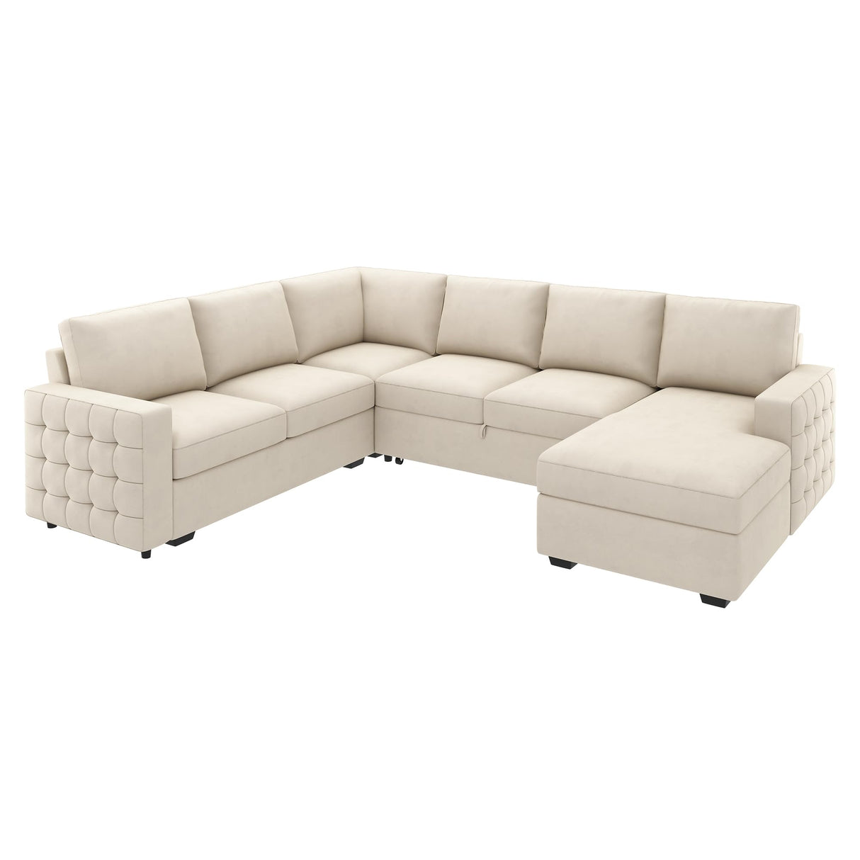 Sleeper Sectional Sofa with Storage Chaise U Shaped Sectional Couch for Living Room