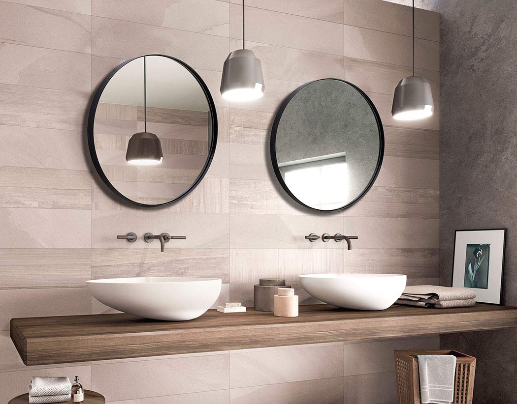 Wall Mirror Black Round Metal Stainless Steel Circle Frame