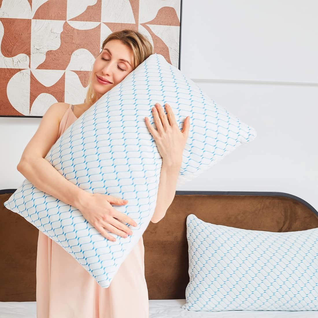 Memory Foam Pillows Queen Size Set of 2, Adjustable Cooling Pillow