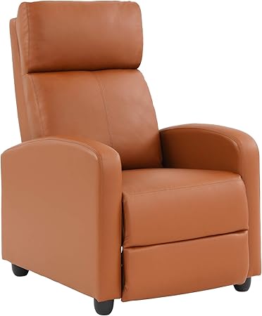 UrbanLounge Black PU Leather Push-Back Recliner with Wing Back