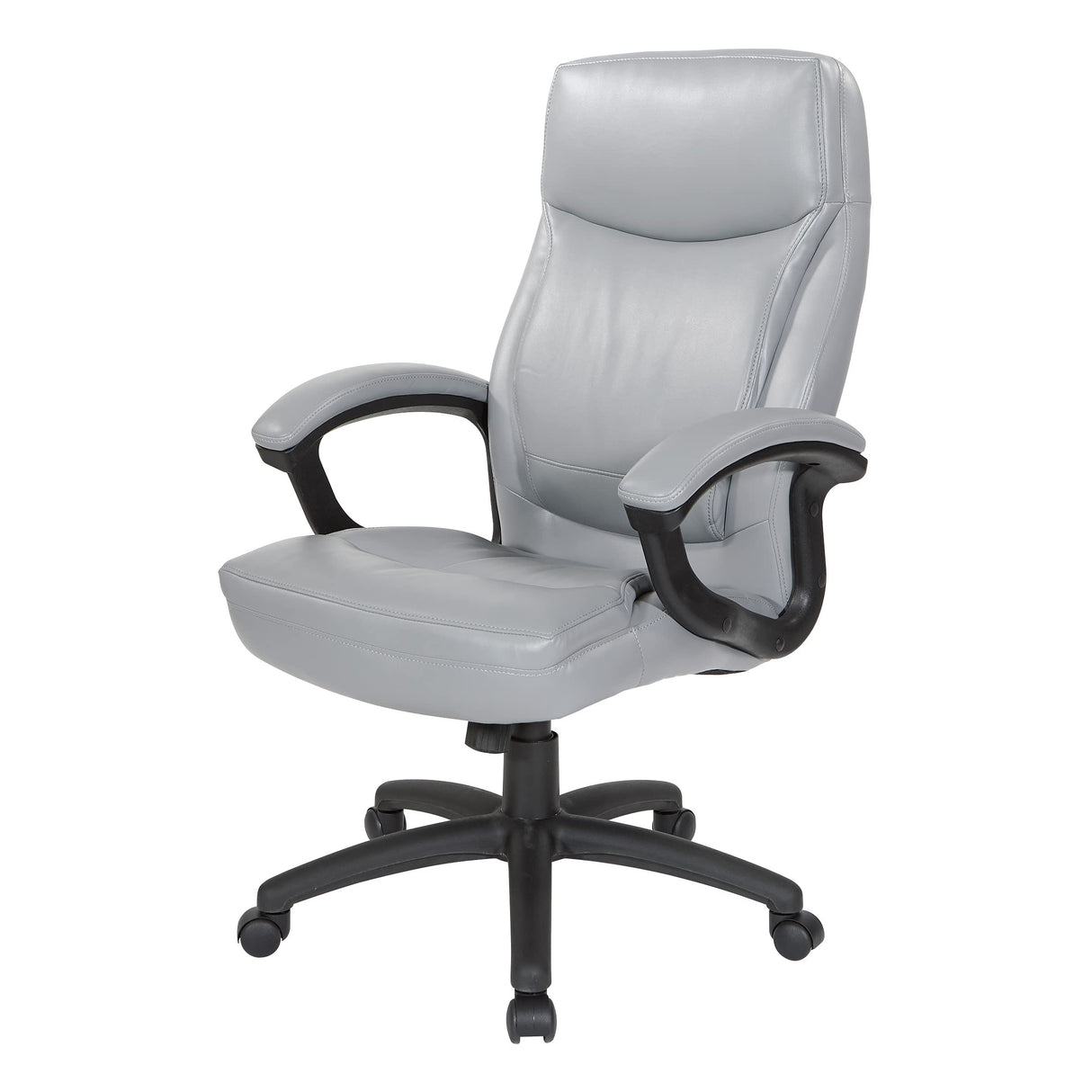 Executive High Back Bonded Leather Office Chair with Thick Padded Seat, Locking Tilt Control, and Nylon Loop Arms, Charcoal