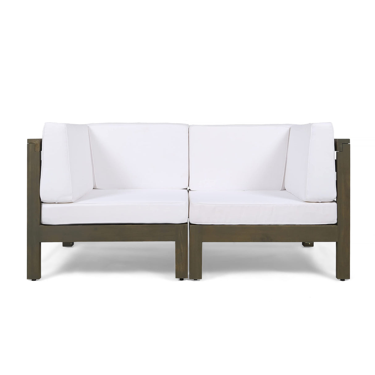 Great Deal Furniture Outdoor Sectional Loveseat Set - 2-Seater - Acacia Wood