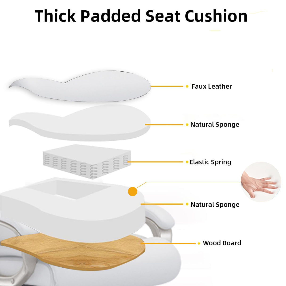 White Executive Office Chair - High Back PU Leather Desk Chair