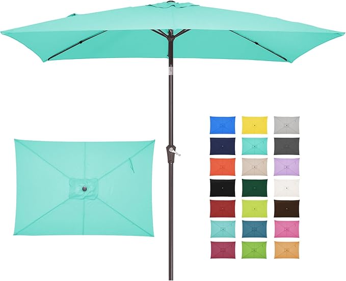 6.5x10 ft Rectangular Patio Umbrellas Outdoor Market Umbrella with Push Button
