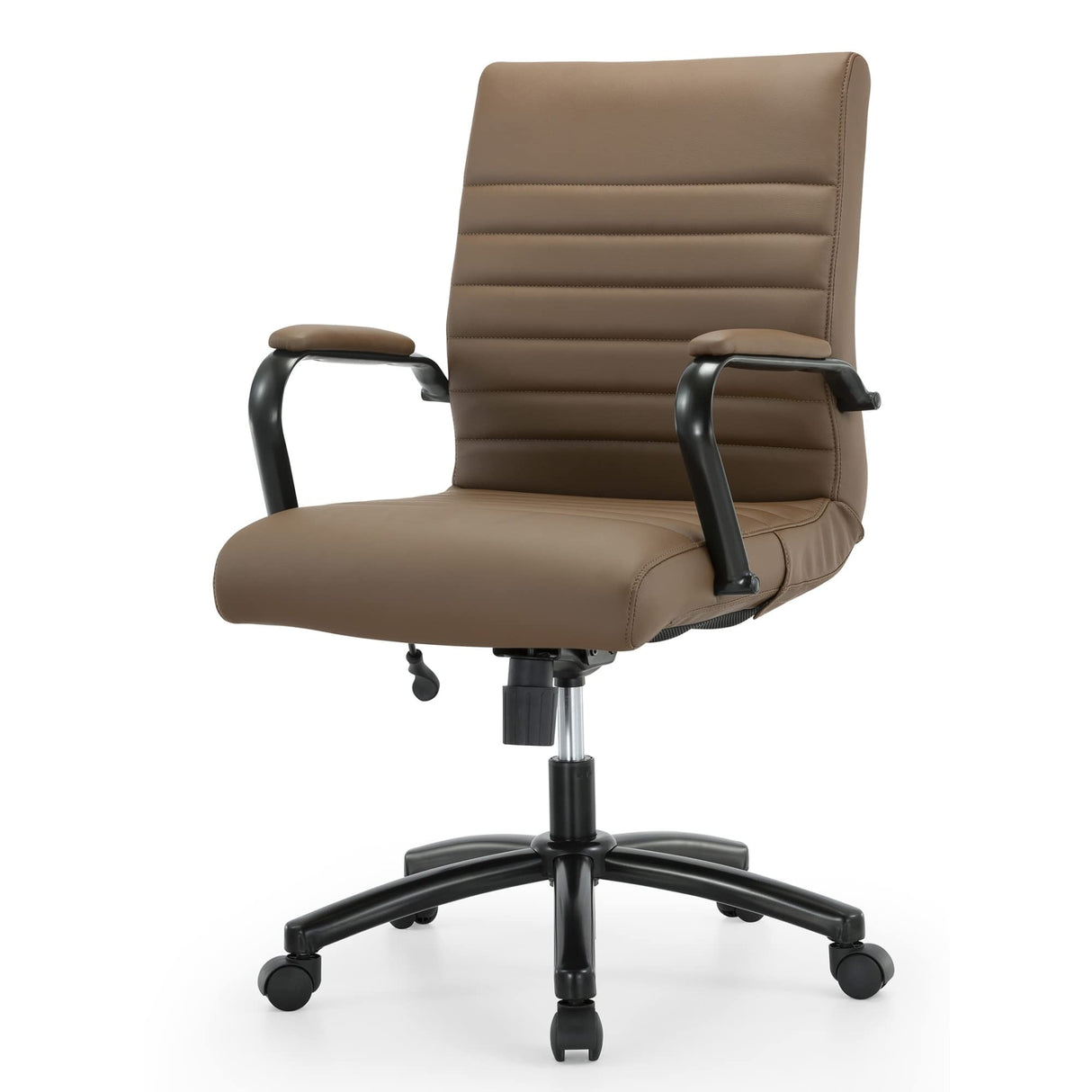 Modern Comfort Winsley Bonded Leather Mid-Back Manager Office Chair, Brown/Black