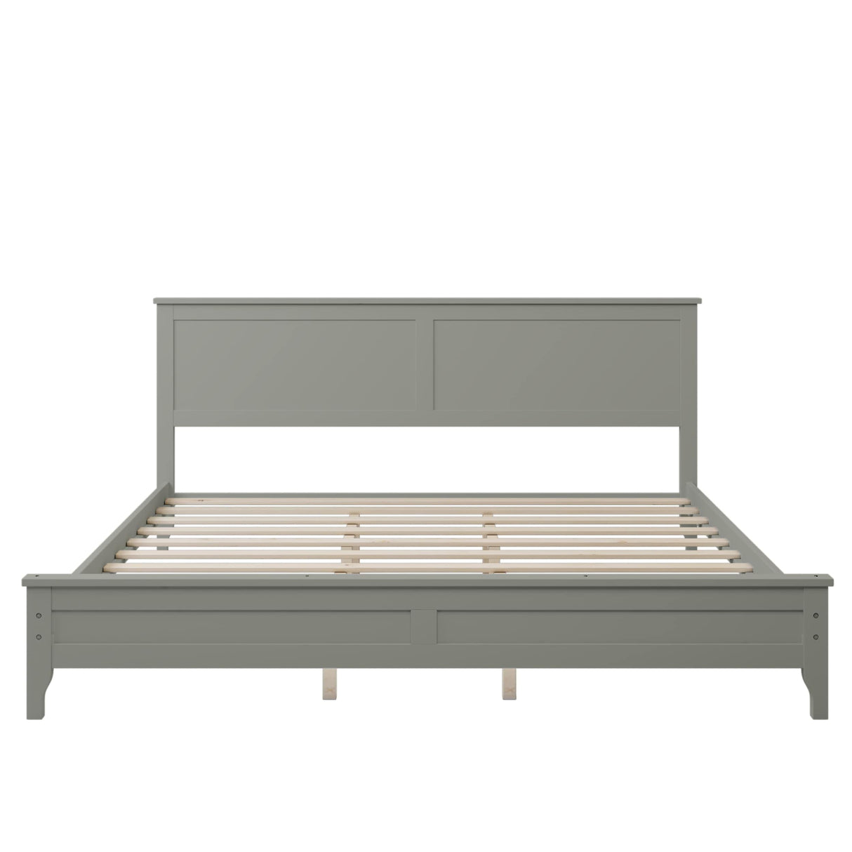 Modern Solid Wood King Platform Bed White Full