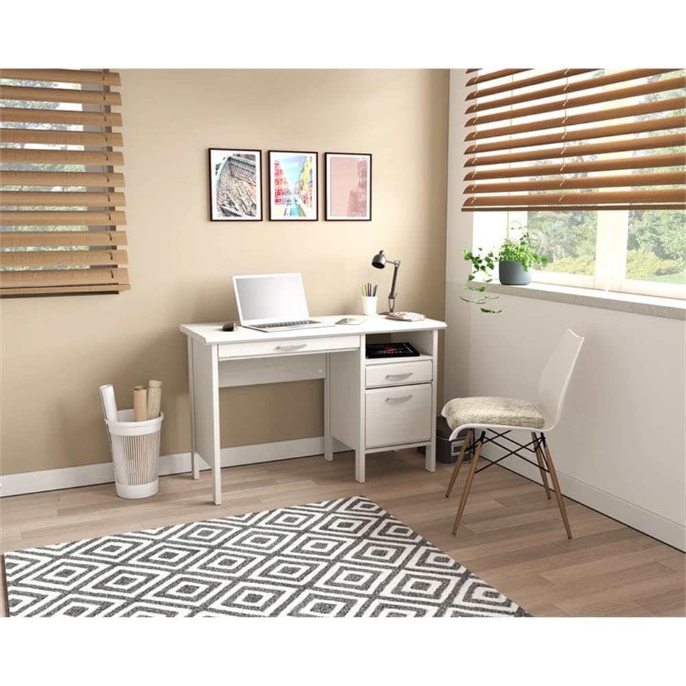 2-Drawer Computer Desk with Keyboard Tray, Washed Oak