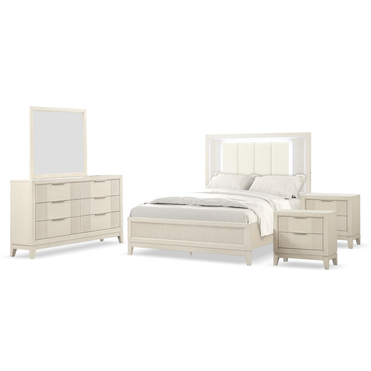 Oberlin Transitional Solid Wood 5-Piece Bedroom Set Queen-Size Bed