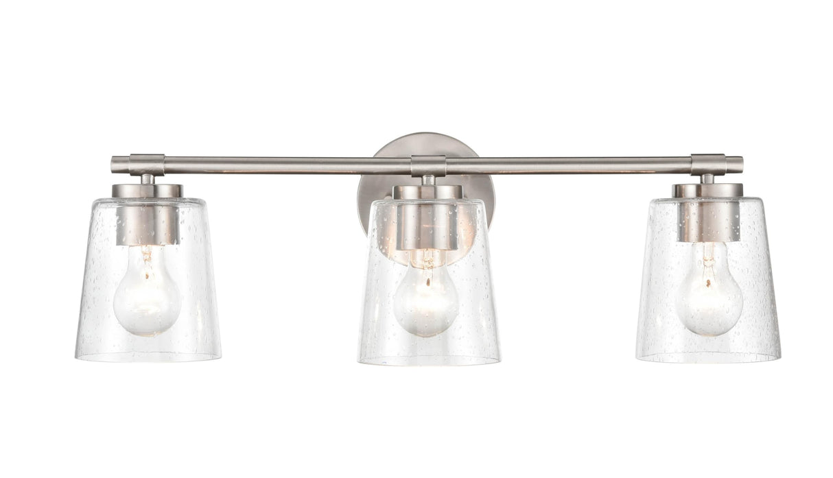 3 Light Bath Vanity-8 Inches Tall and 24.5 Inches Wide-Brushed Nickel Finish