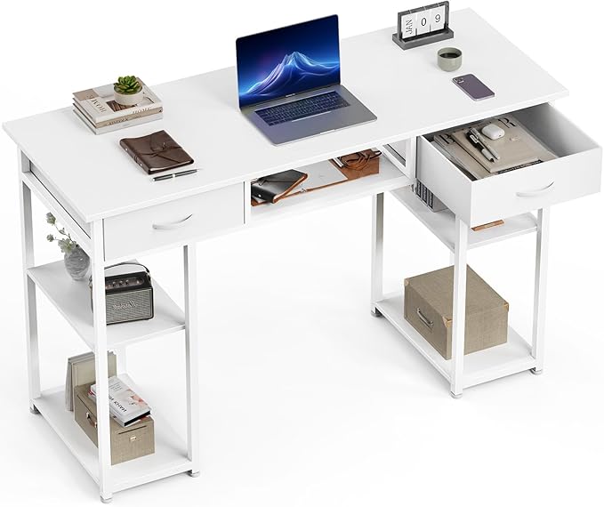 Computer Desk with Drawers Study Writing Table with Storage Bag Headphone