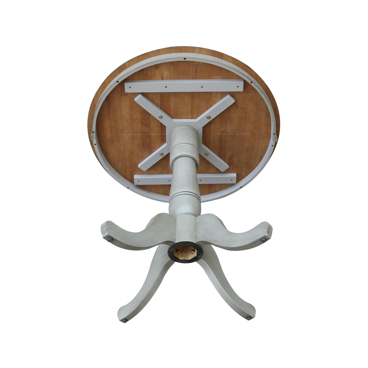 IC International Concepts 36" Round Top Pedestal Counter Height-Distressed Hickory/Stone Finish Dining Tables