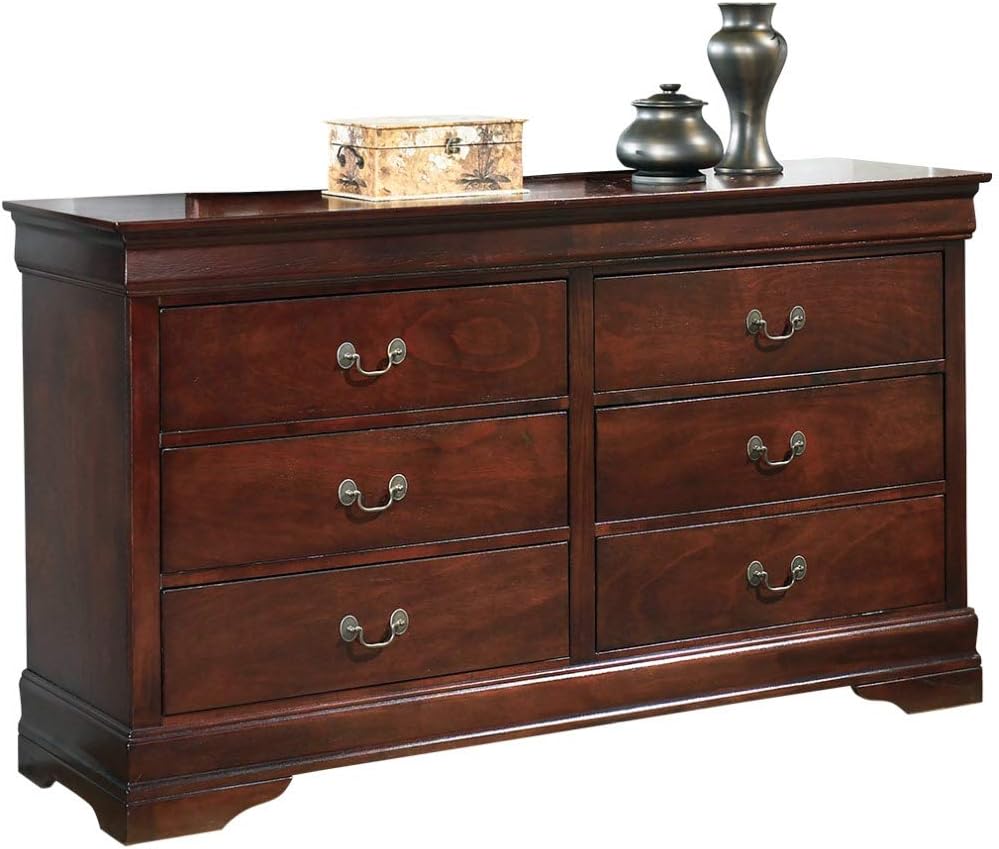Alisdair Traditional 6 Drawer Dresser, Dark Brown