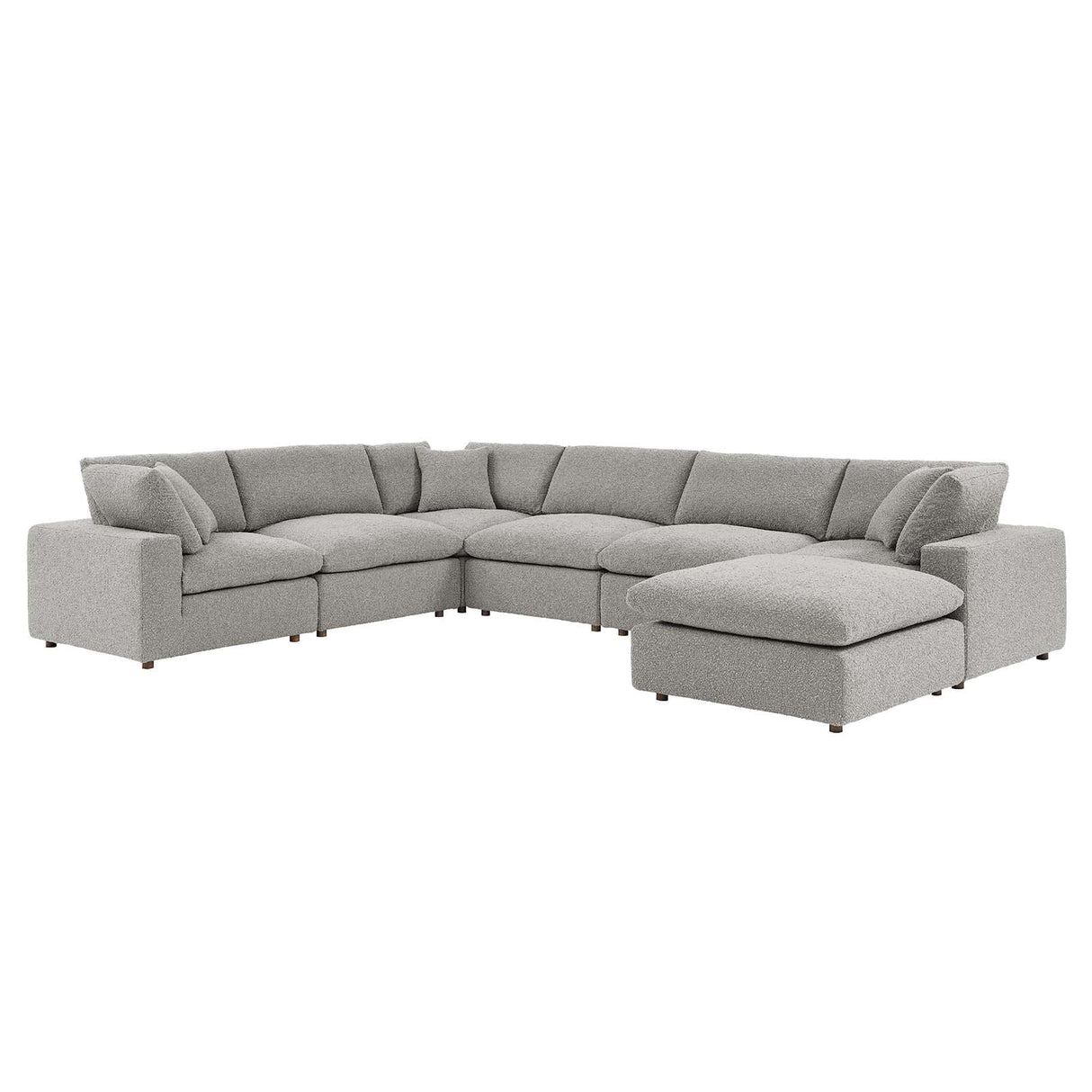 Down-Filled Overstuffed Boucle Fabric 7-Piece Sectional Sofa