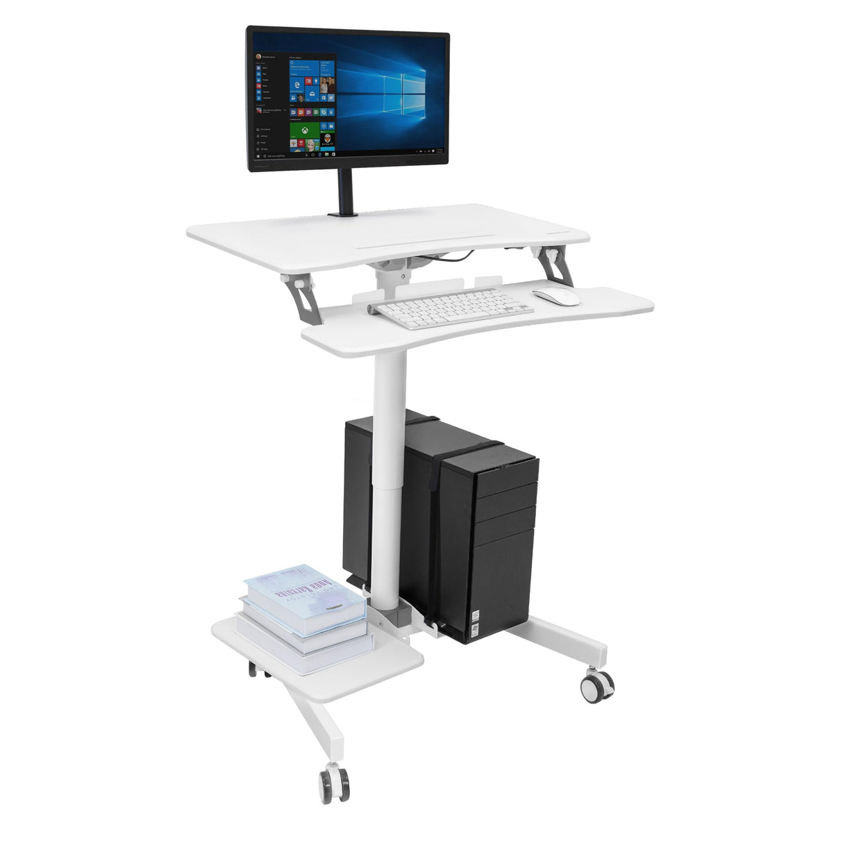 Mobile Rolling Small Table, Height Adjustable up to 43" Computer Desk with Wheels