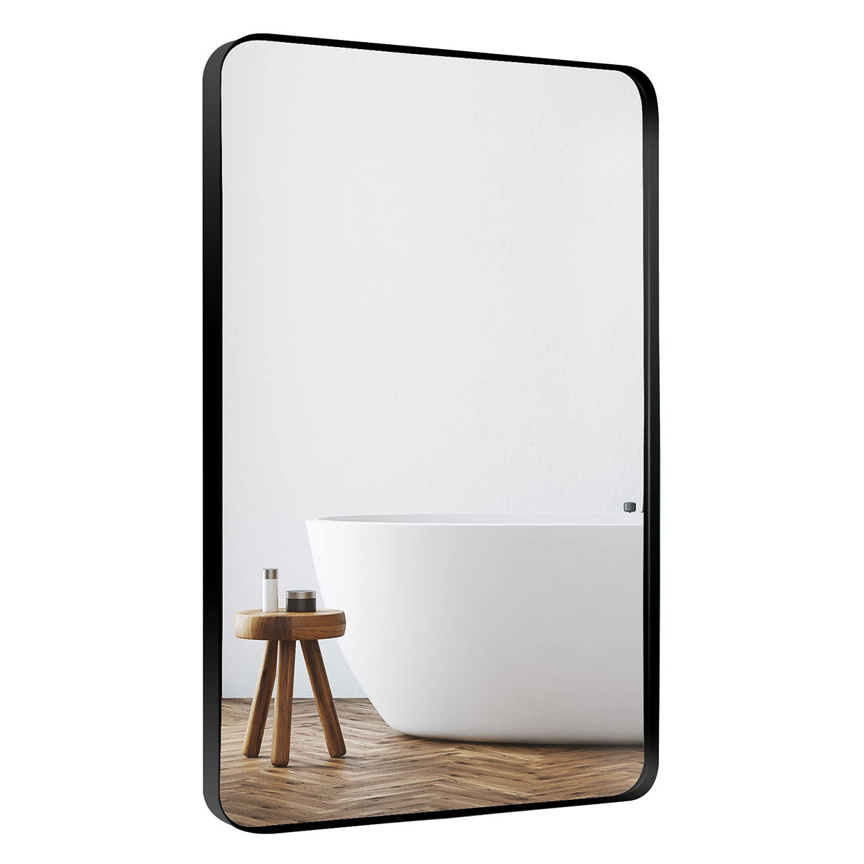 Bathroom Mirrors for Wall, Rounded Rectangle Black Mirror