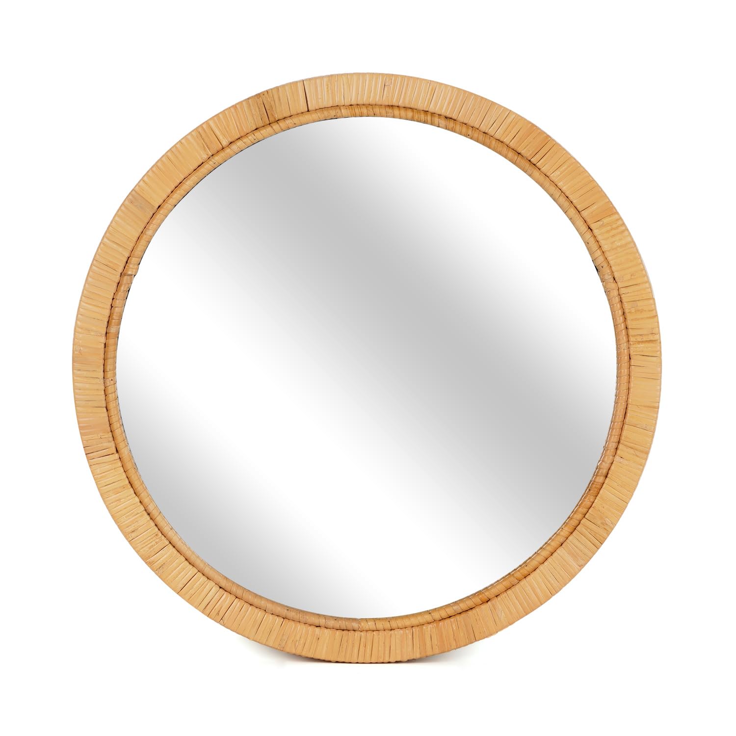 Rattan Wall Mirror Rattan Framed Round Mirror Decorative Farmhouse Hanging Mirror