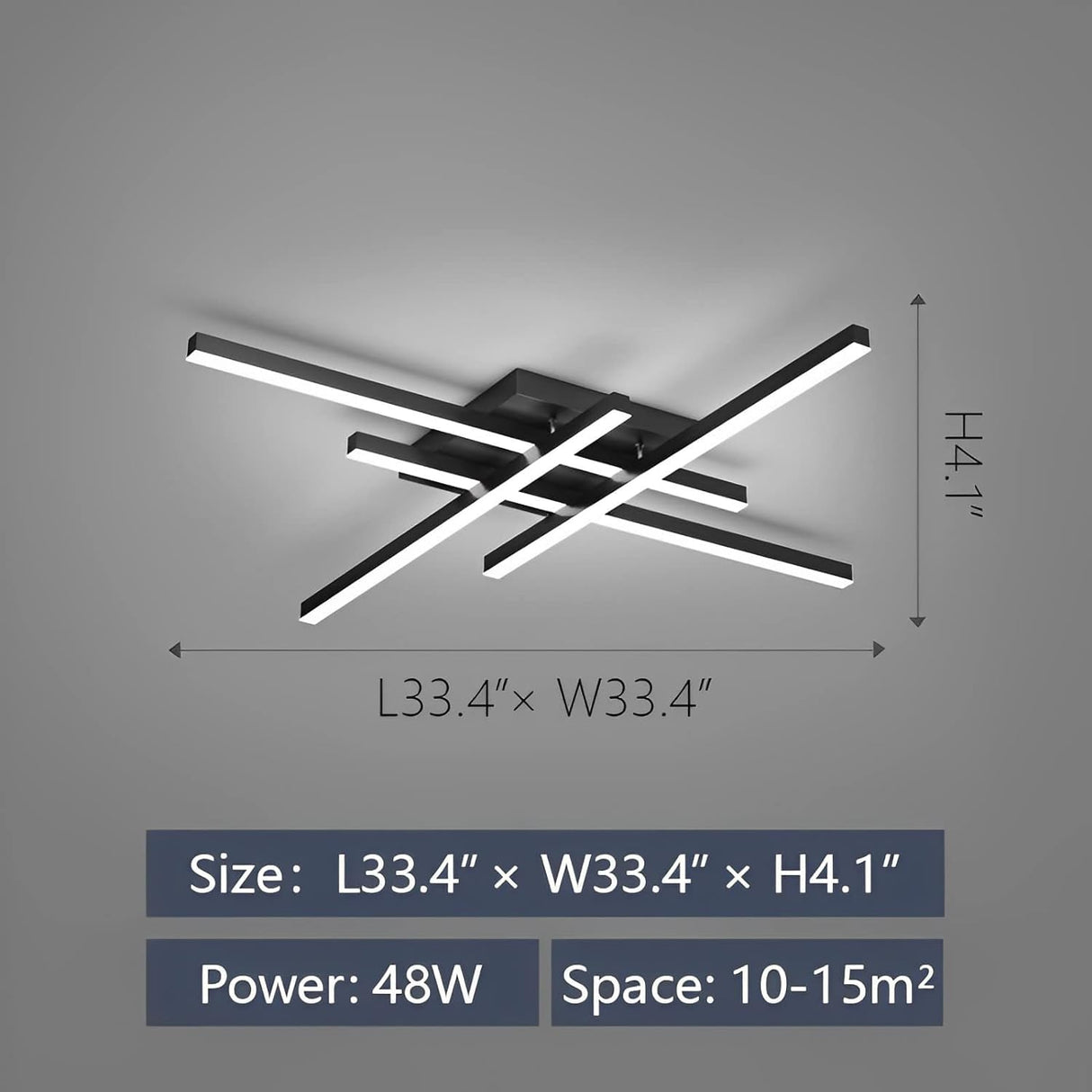 Modern LED Ceiling Light Fixture - 4 Lights Black