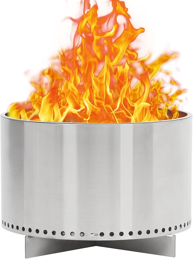 Fire Pit with Air Switch16.5, Wood Burning Portable Stainless Steel Outdoor Firepit