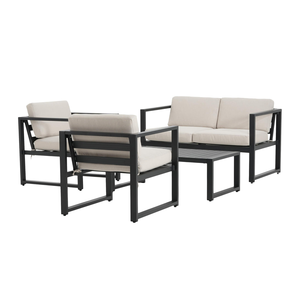 Tundr Outdoor 4 Seater Chat Set with Coffee Table, Patio Conversation Sets