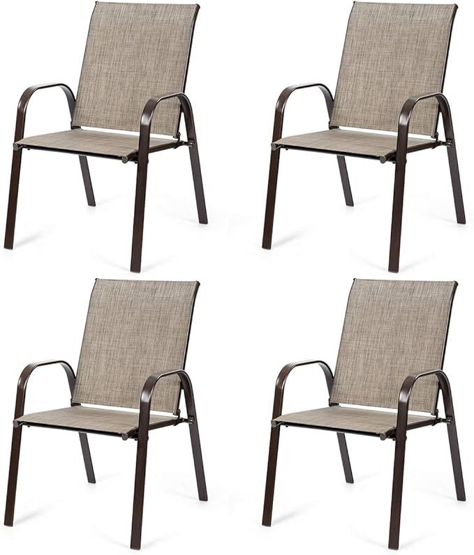 2 Piece Patio Chairs, Outdoor Camping Chairs with Breathable Fabric