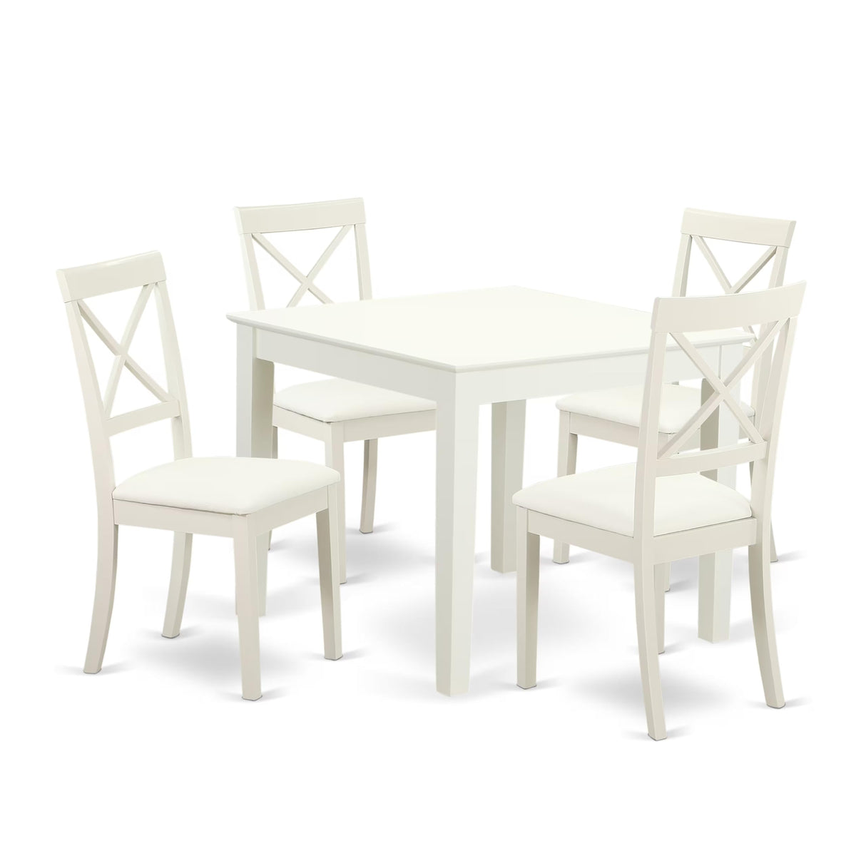 5 Piece Dinette Set for 4 Includes a Square Dining Table and 4 Faux Leather Dining Room