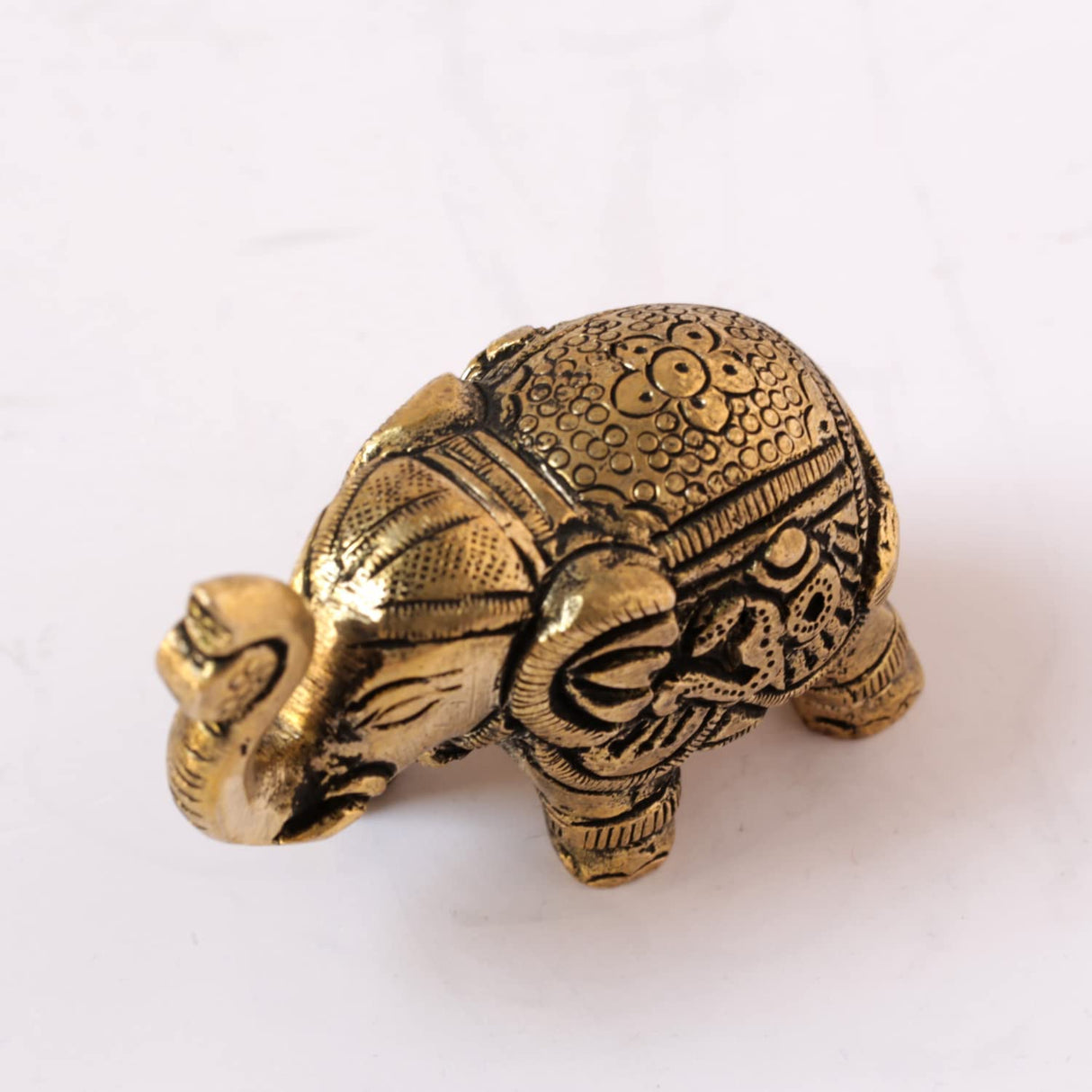 Brass Elephant with Om and Kalash Good Luck Charm Religious Gifts for Home Mandir
