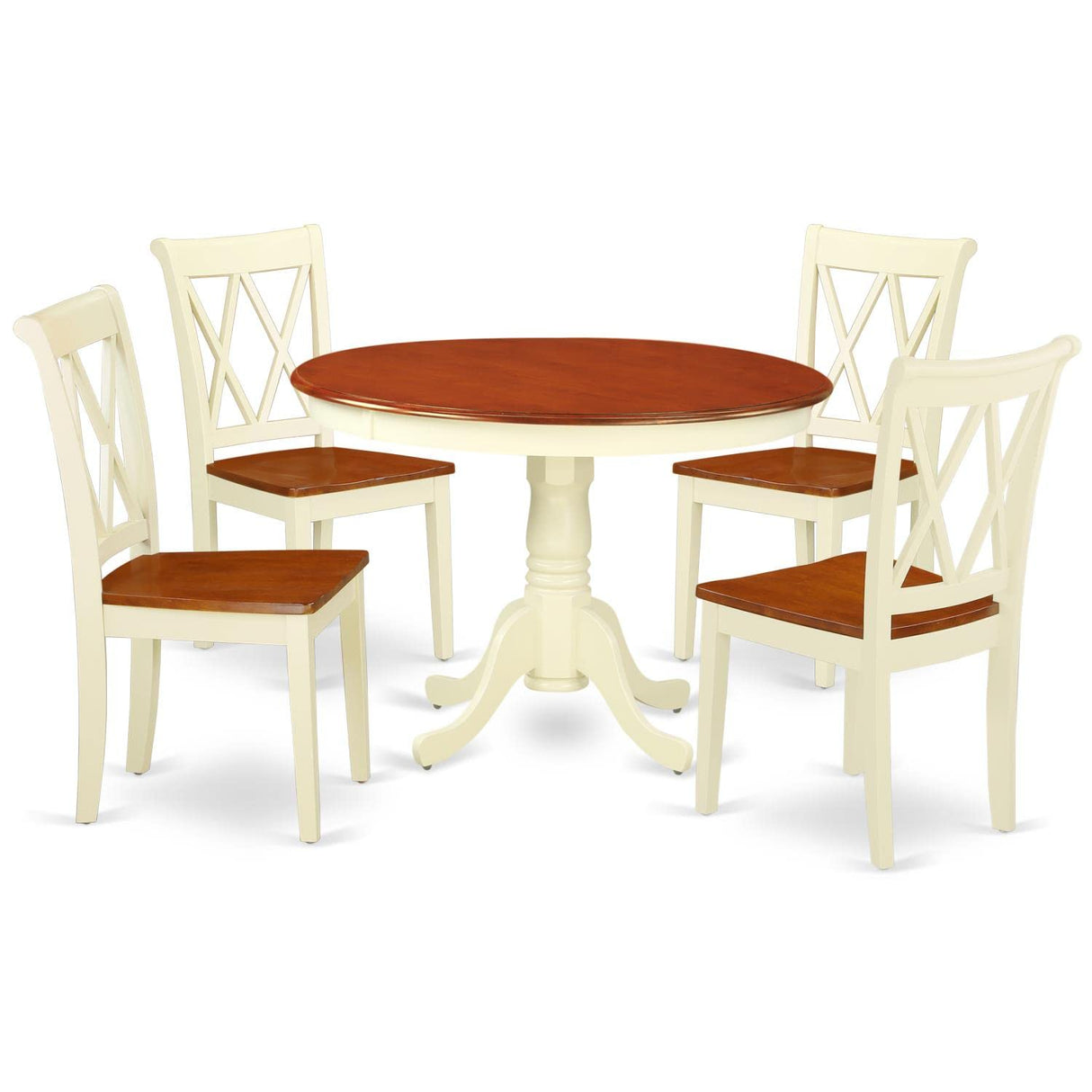 HLCL5-BMK-W 5 Piece Dining Set Includes a Round Dining Room Table with Pedestal