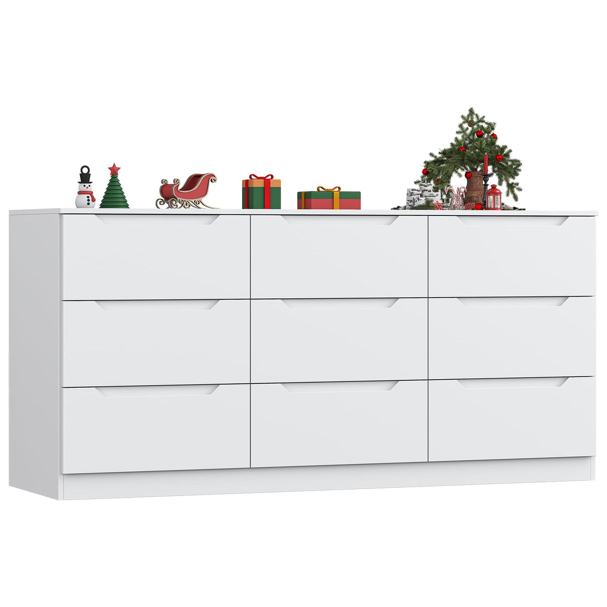 9 Drawer Dresser,62” Wide Chest of Drawer Dresser, Modern Storage Cabinets