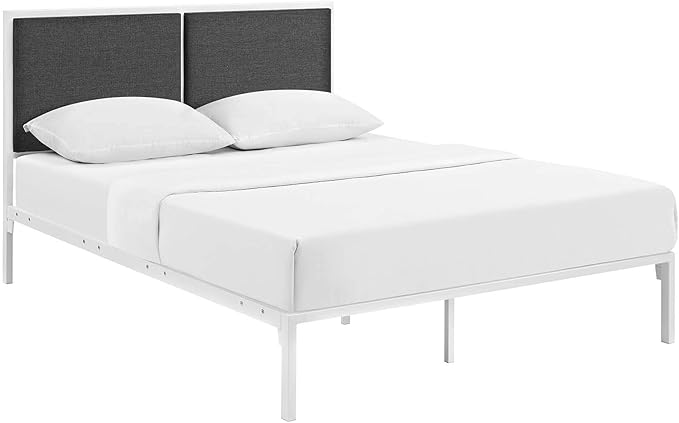 Della Fabric Bed, King, White Gray
